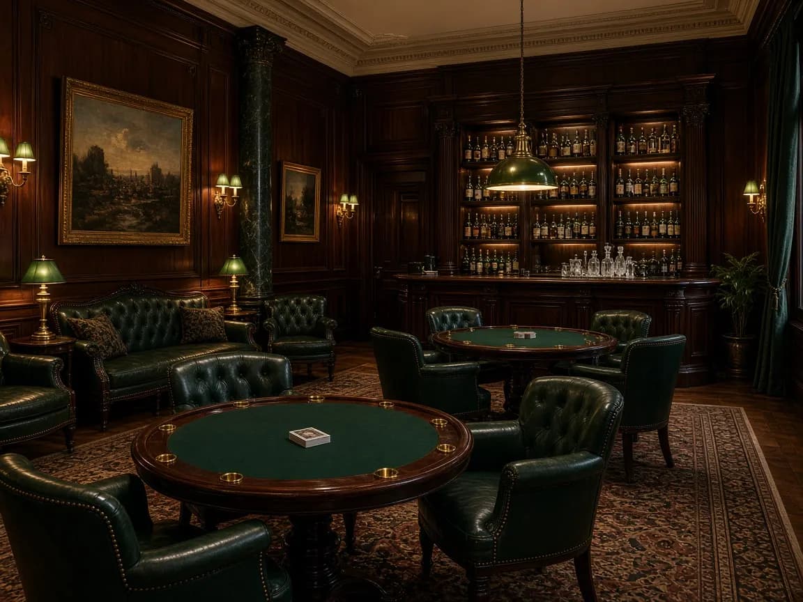 Salón de club y mesas en Palacio Ormonde